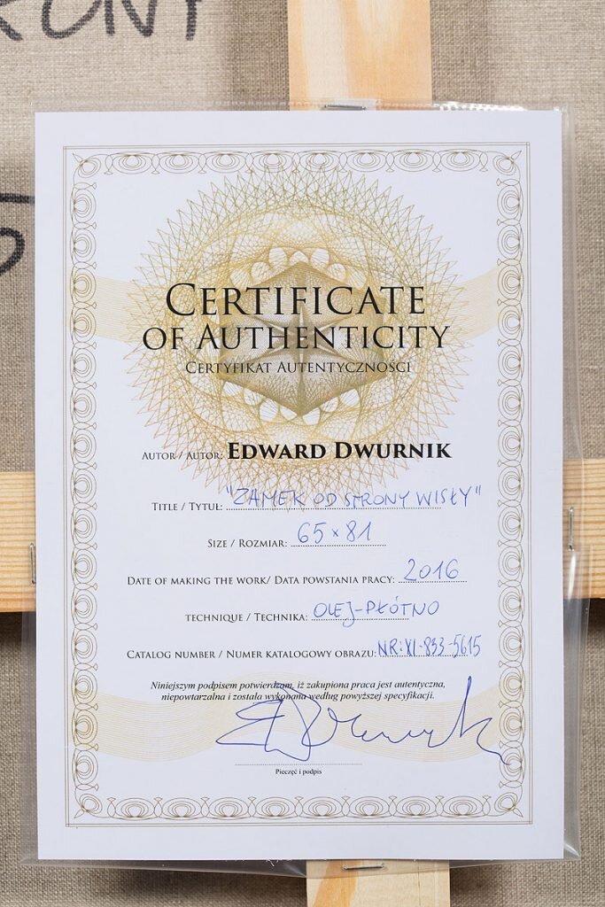 Edward Dwurnik - Certyfikat