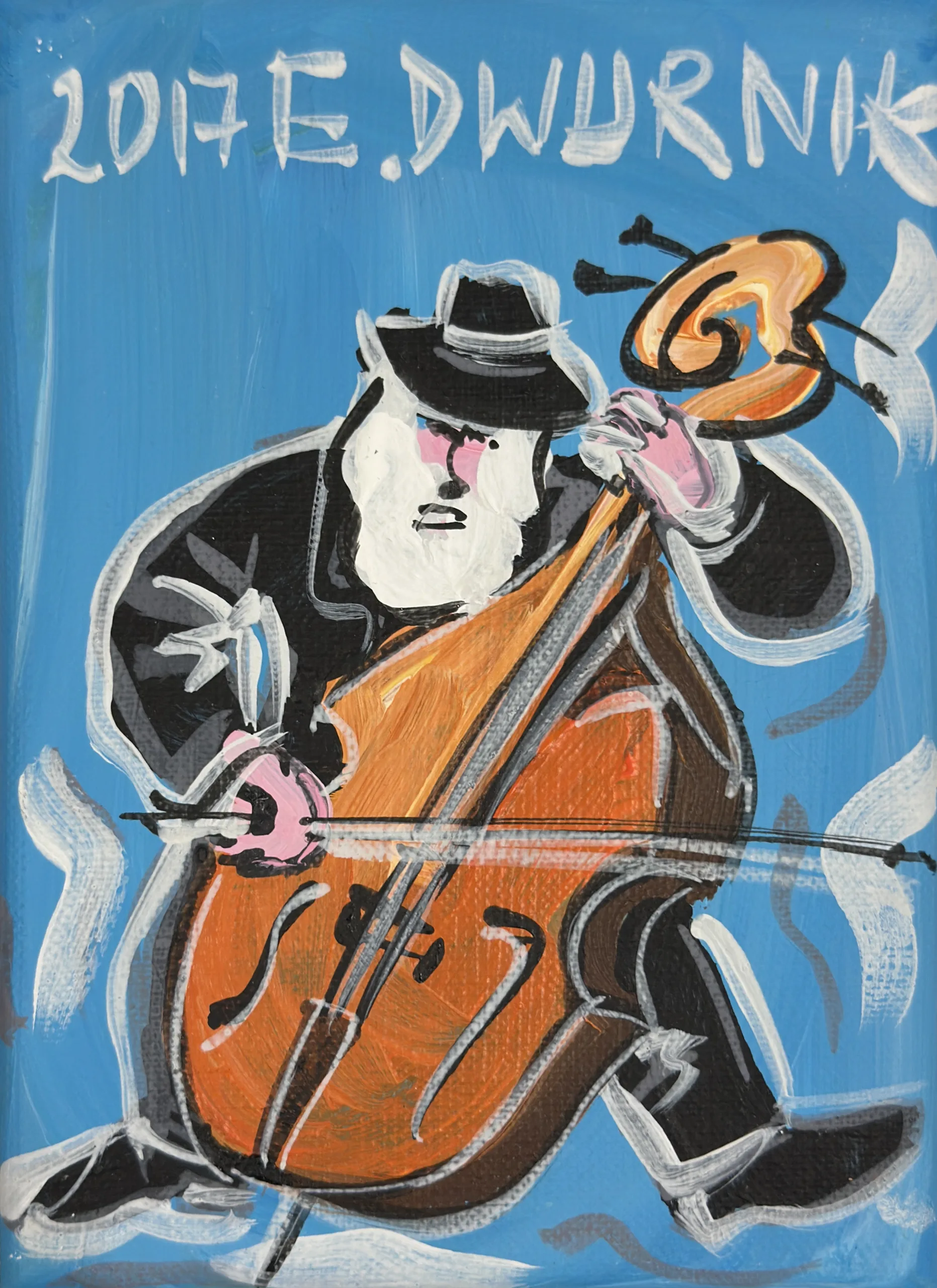 DWURNIK Edward – Obraz na płótnie – Kontrabasista – 2017